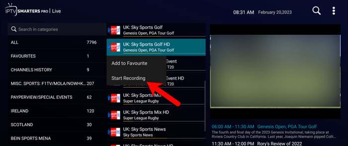 how to record on iptv smarters pro